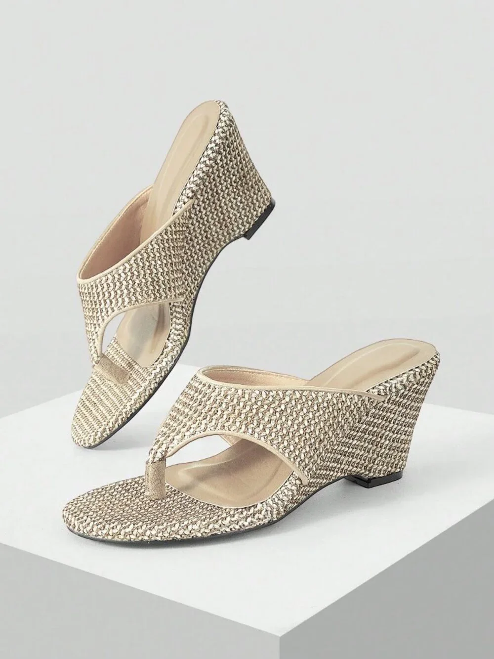 Khaki Women's Wedge Heel Platform Sandals Shoes